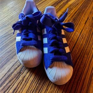 Adidas Superstar Men's Blue Suede and White Athletic Shoes